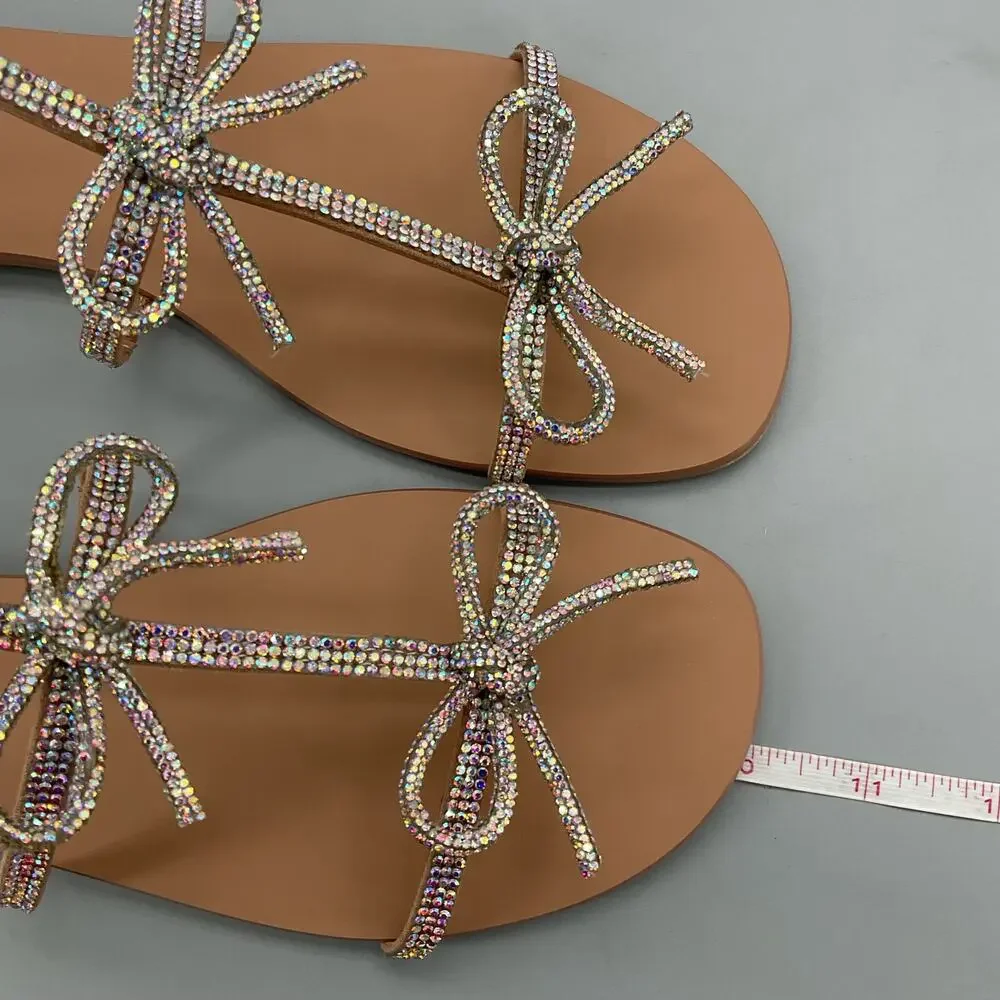 NEW I.N.C. Women’s Gertrudis Bow Flat Sandals Beige Size 8M
